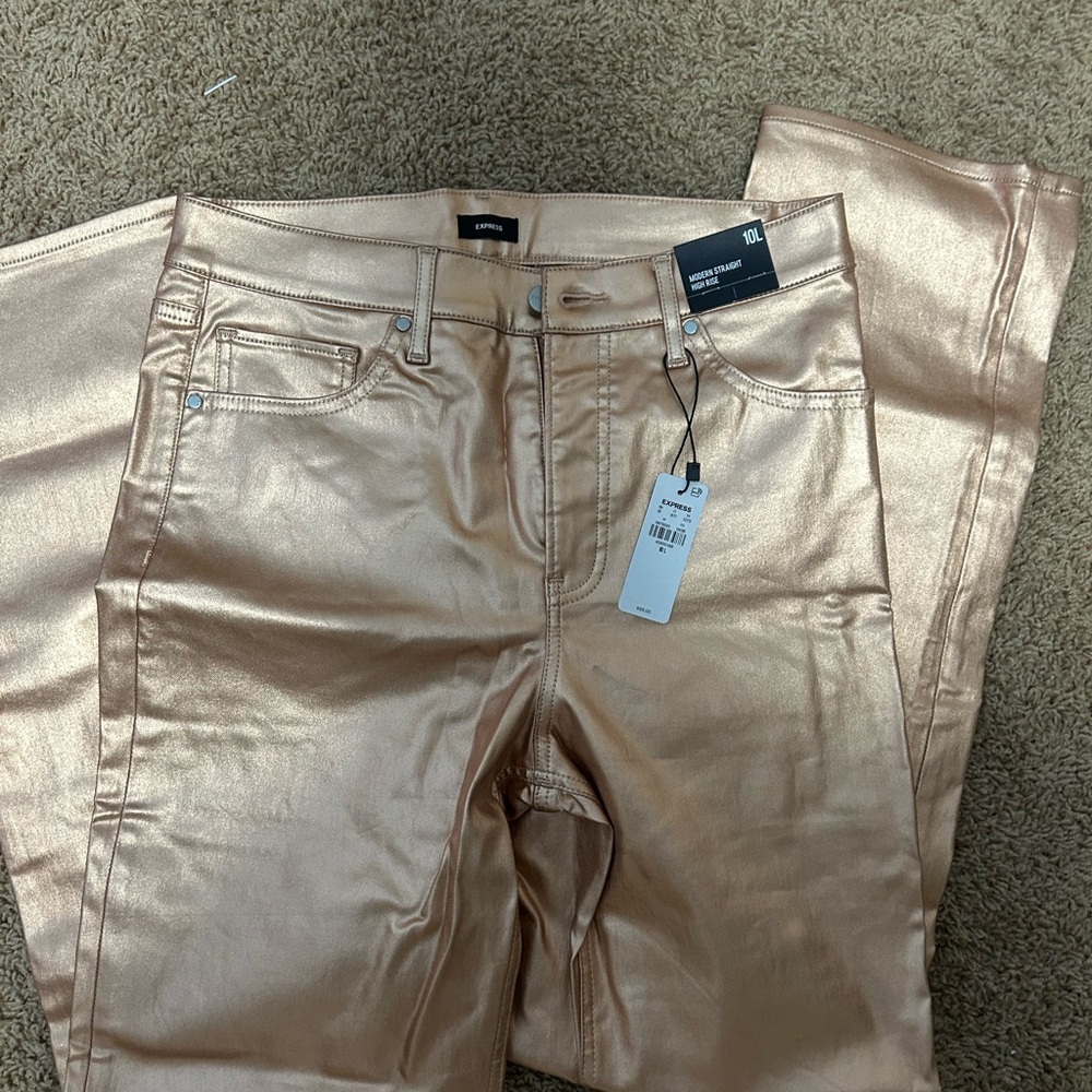 Express Metallic Rose Skinny Jeans